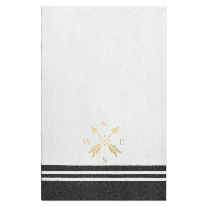 SERVIETTES DE CUISINE PQT 2 ROSE DES VENTS NOIR