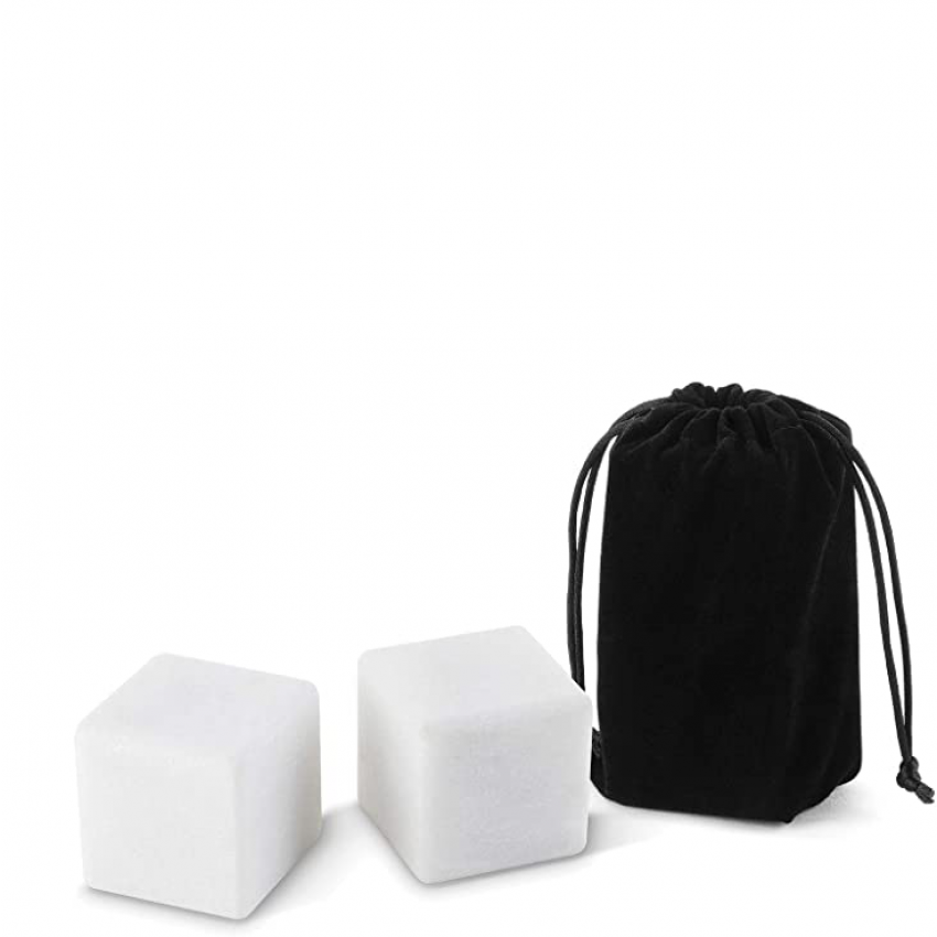 PIERRES À WHISKY EN MARBRE BLANC PQT 2