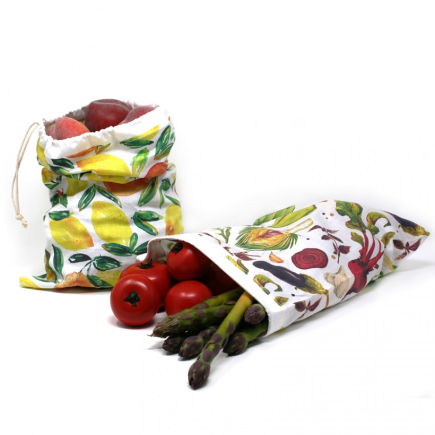 SACS DE PRODUITS RÉUTILISABLES EN COTON BIOLOGIQUE PQT 2