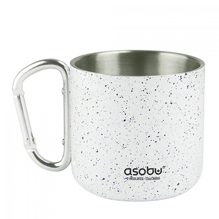 TASSE À DOUBLE PAROI 360ML POIGNÉE MOUSQUETON BLANC CAMPFIRE