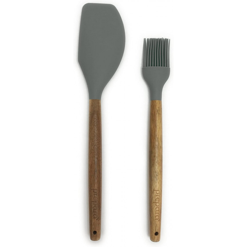 SPATULE ET PINCEAU EN SILICONE GRIS PREPARA