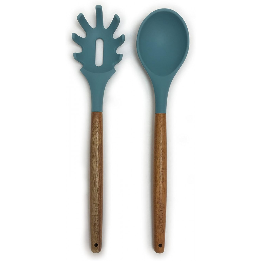 FOURCHETTE À SPAGHETTI ET CUILLÈRE EN SILICONE BLEU PREPARA