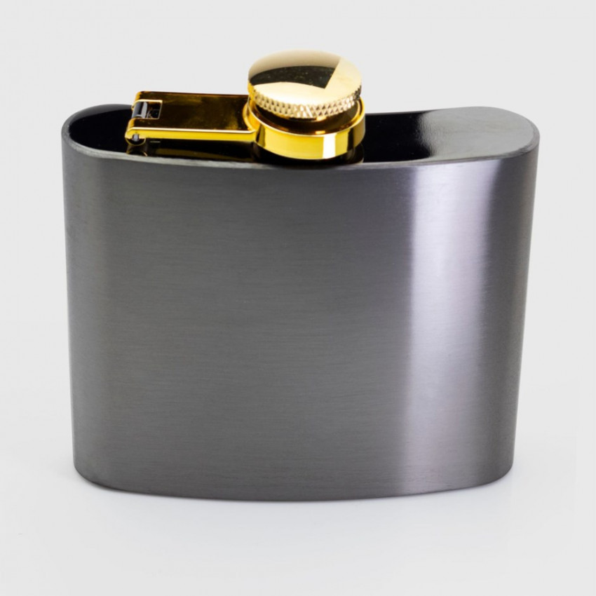 FLASQUE 140ML EN ACIER INOX NOIR ET BOUCHON EN LAITON