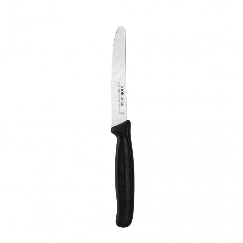 COUTEAU DENTELÉ ARRONDI 11.43 CM NOIR