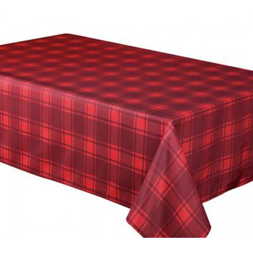 NAPPE RONDE 70 PO CHALET PLAID ROUGE ET NOIR