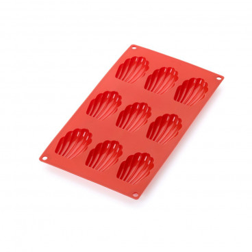 MOULE À MADELEINES EN SILICONE ROUGE LEKUE